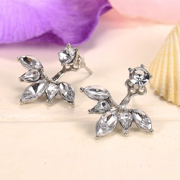 Silver Crystal Stud Earrings & Jackets - Picture 5 of 7